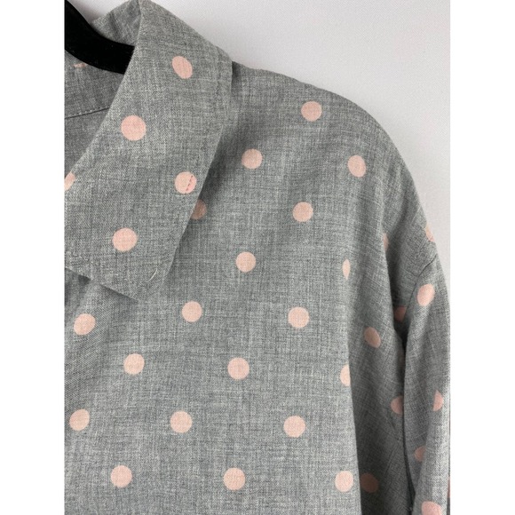Talbots Polka Dot Button Down Shirt Womens 3X Grey Pink Cotton Preppy Classic - Picture 3 of 8